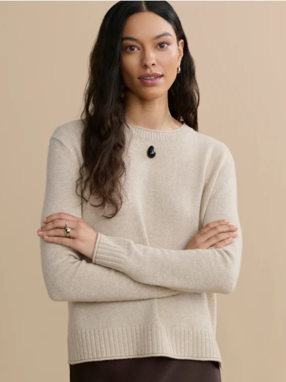 JENNI KAYNE Everyday Cashmere Blend Sweater in Oatmeal, Size Small.